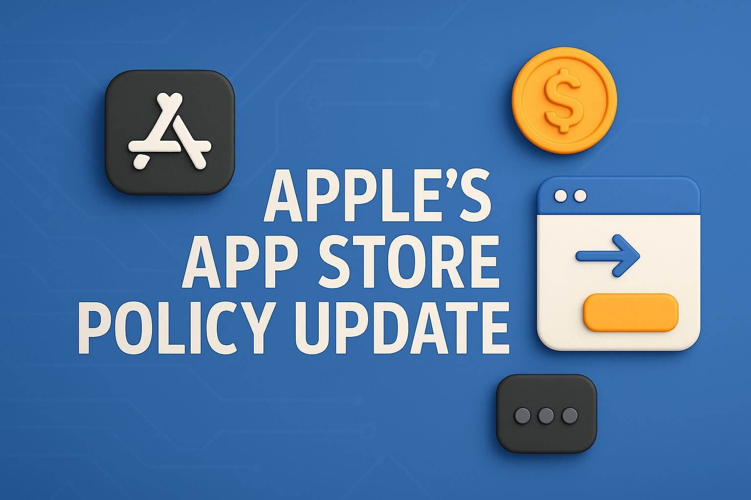 Illustration depicting Apple's App Store icon alongside symbols representing external payment options, highlighting the recent policy changes