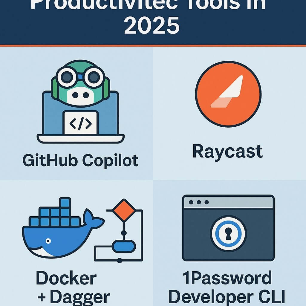 A collage of various developer tools enhancing productivity